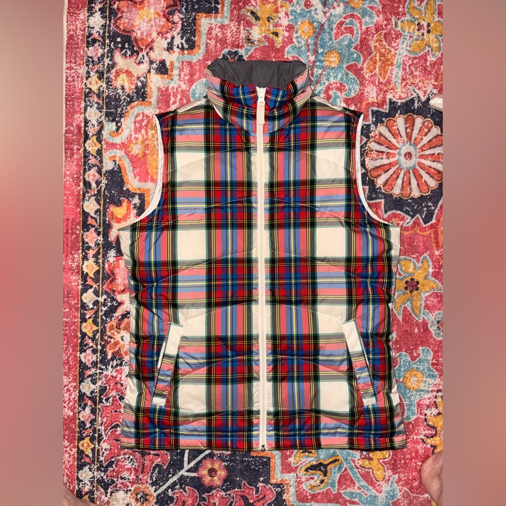 Lands End Womens Plaid Multicolor Zip Down Fill Quilted Puffer Vest Size M/Tall - Picture 7 of 7